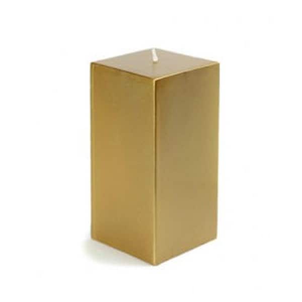 Zest Candle CPZ-150-12 3 x 6 in. Metallic Bronze Gold Square Pillar Candle, 12PK CPZ-150_12 - main
